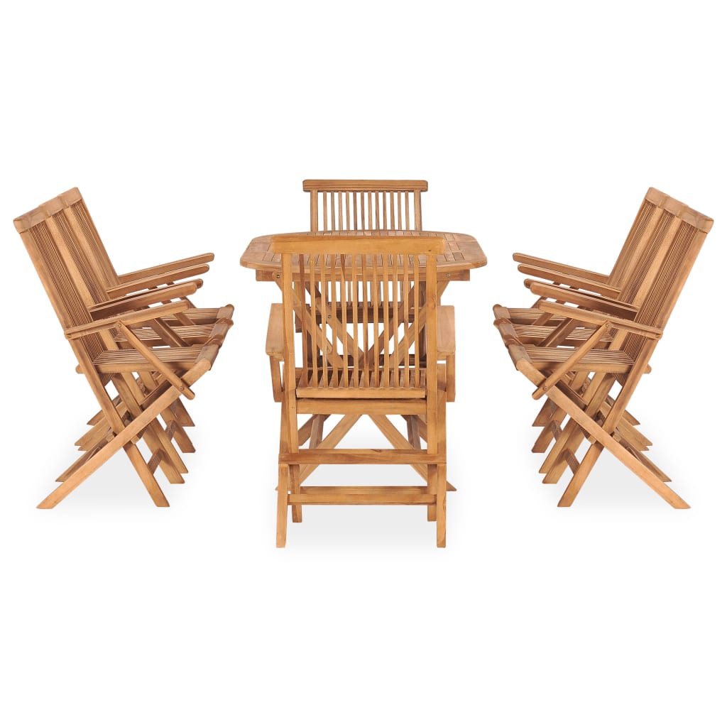 9 Pcs conjunto jantar dobrável p/ exterior madeira teca maciça