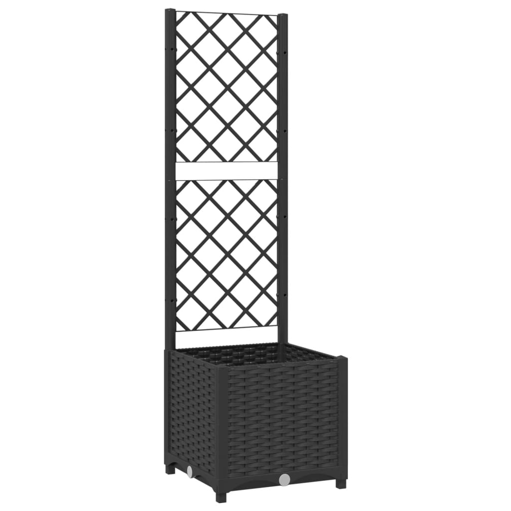 Vaso de jardim com treliça preto 40x40x136 cm PP