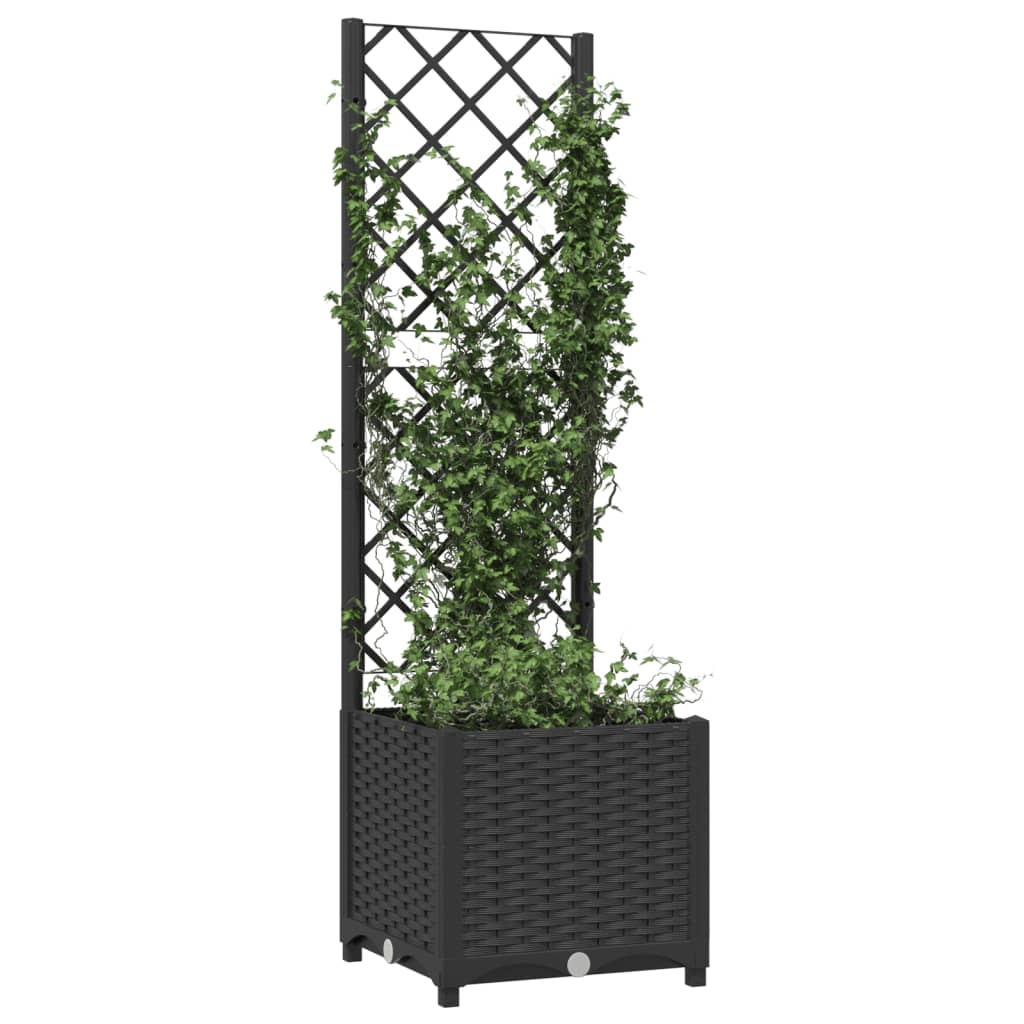 Vaso de jardim com treliça preto 40x40x136 cm PP