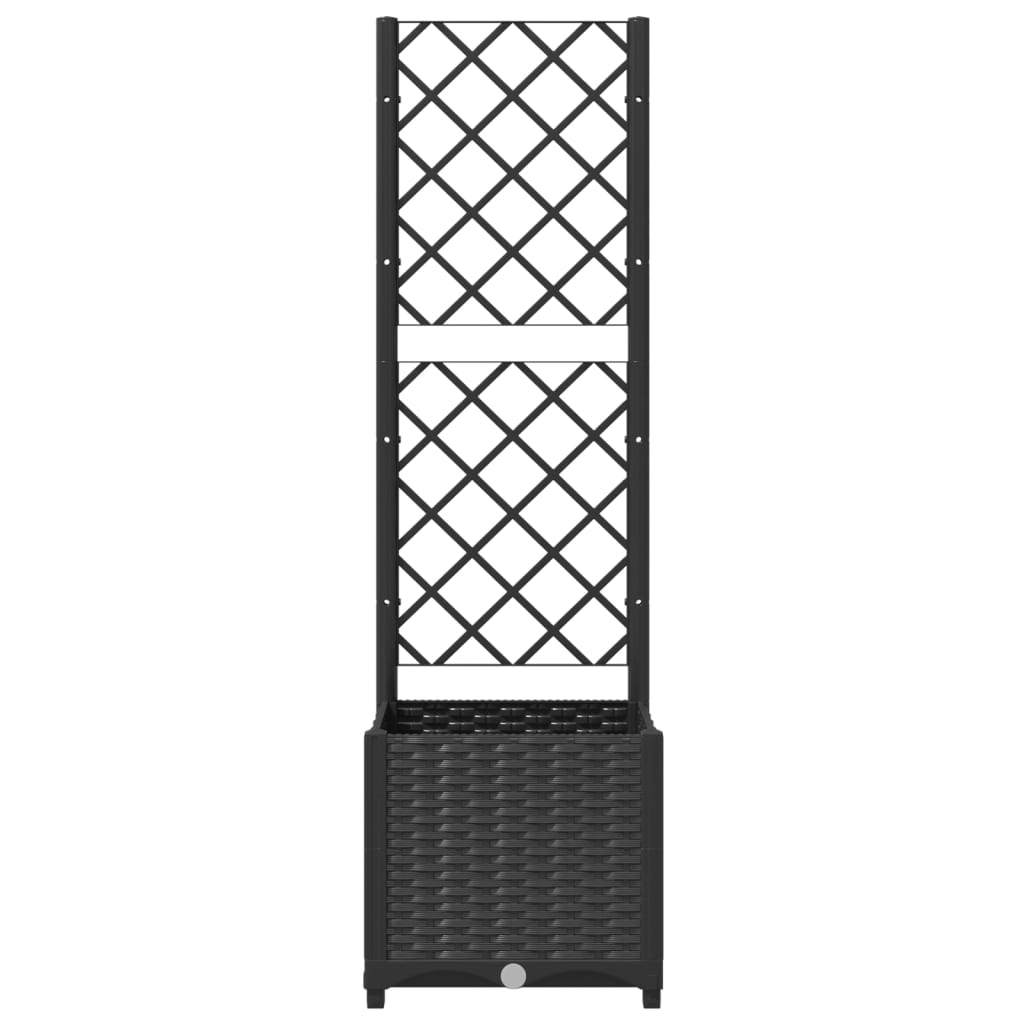 Vaso de jardim com treliça preto 40x40x136 cm PP