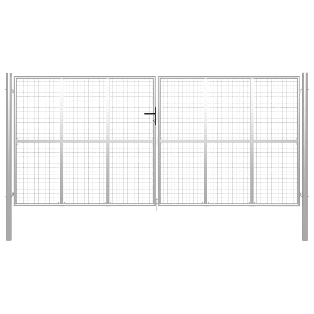 Portão de jardim em aço galvanizado 400x200 cm cor prata