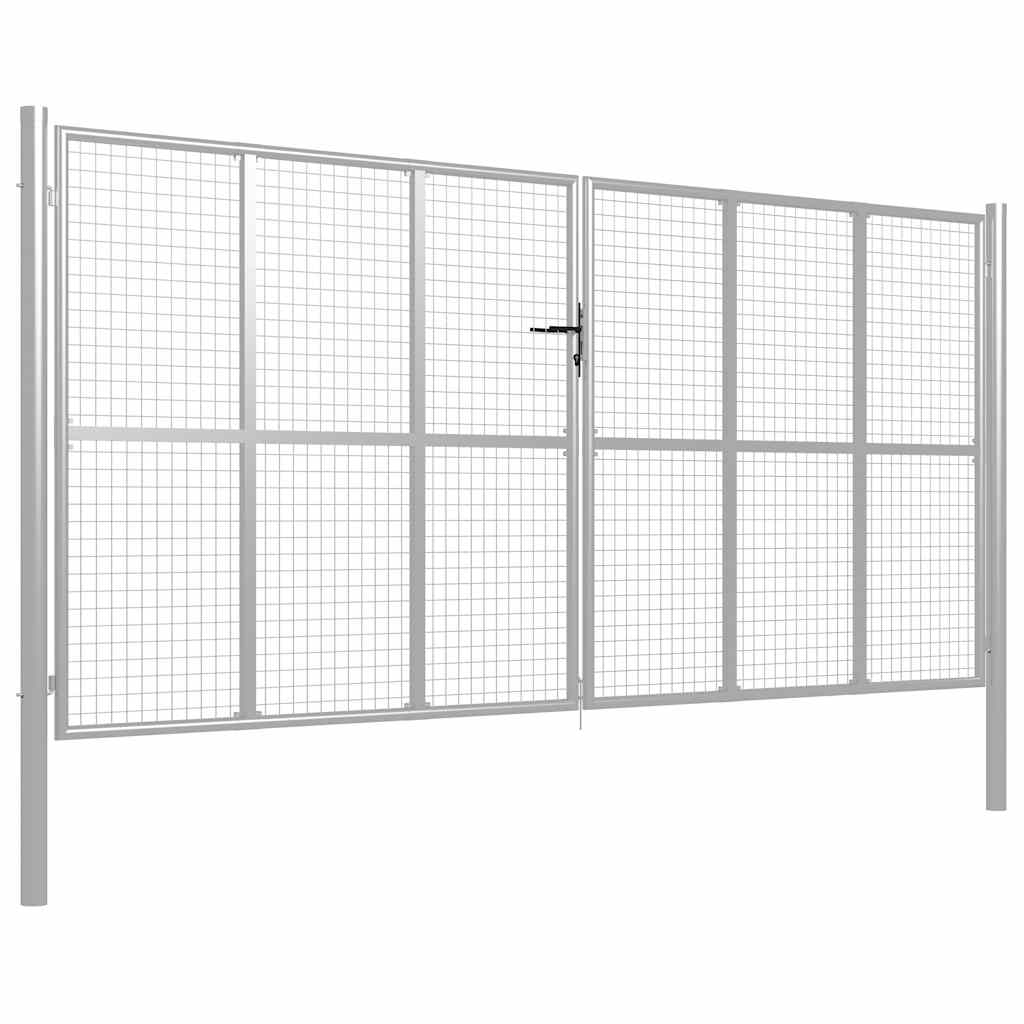 Portão de jardim em aço galvanizado 400x200 cm cor prata