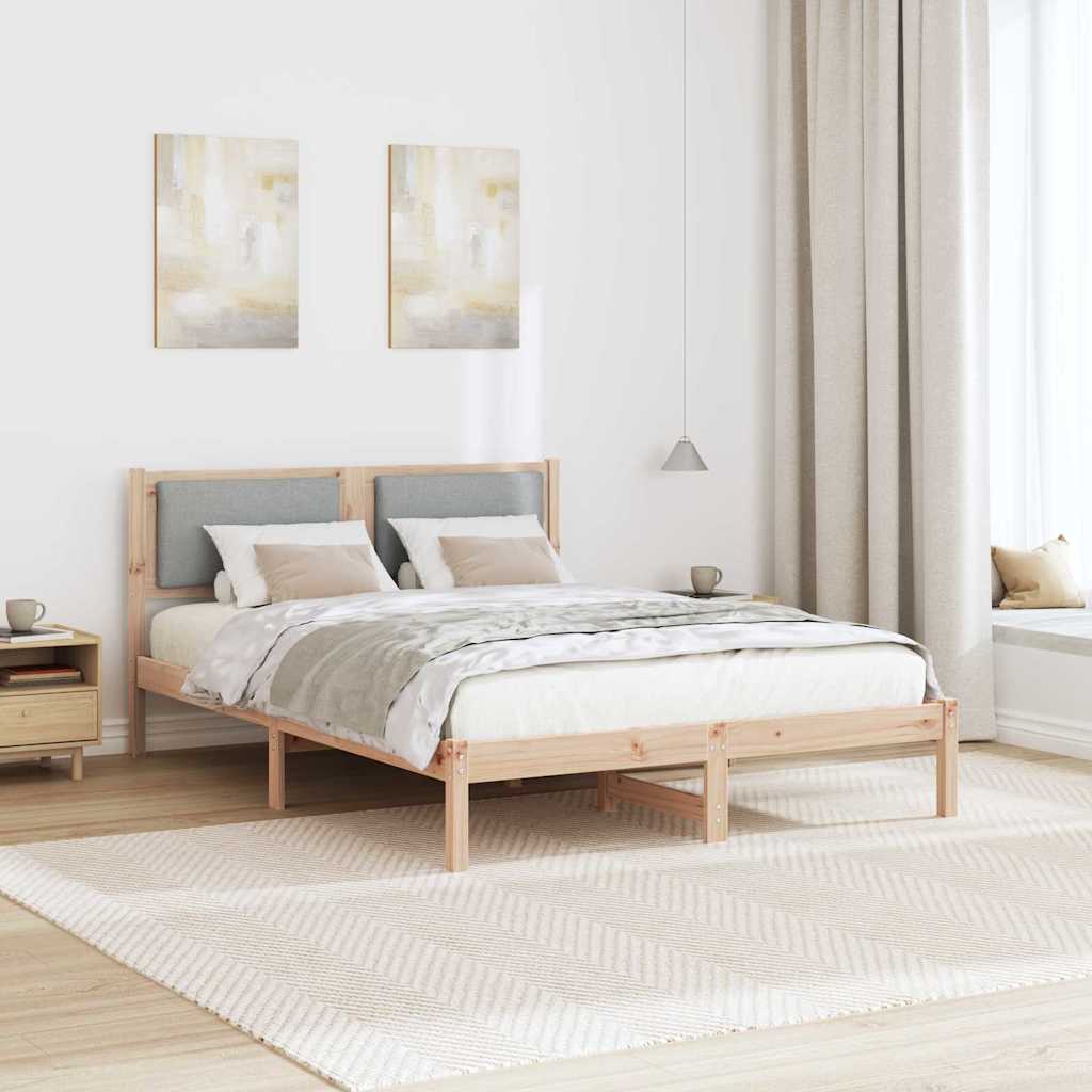 Estrutura da cama com cabeceira cinzento-claro 135 x 190 cm