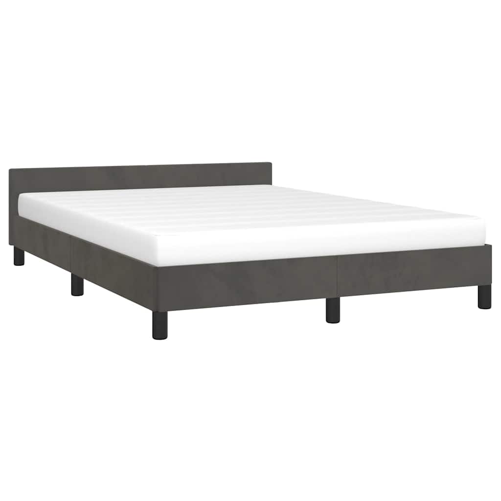 Estrutura de cama sem colchão 140x200 cm veludo cinzento-escuro