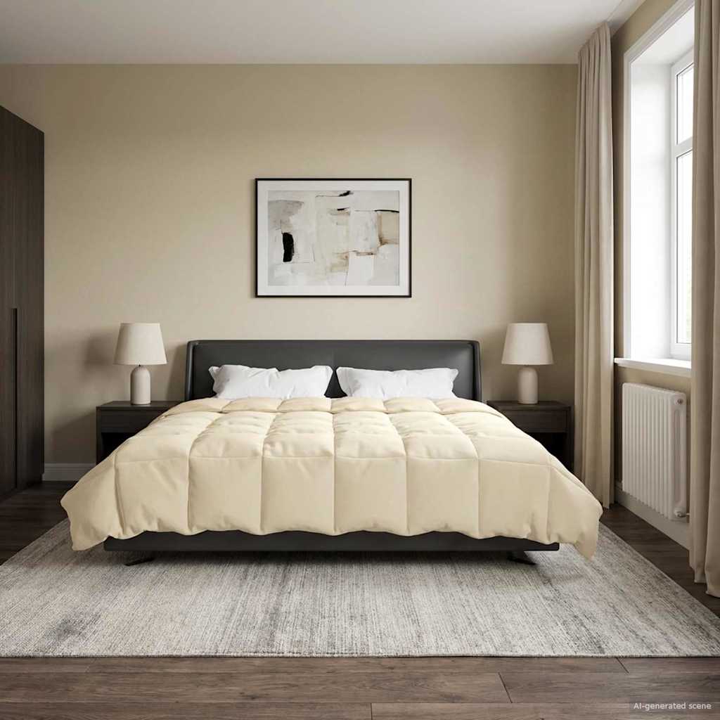 Edredom de verão simples creme 240 x 260 cm microfibra
