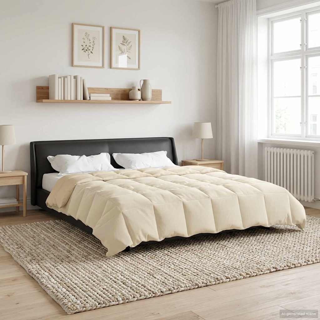 Edredom de verão simples creme 240 x 260 cm microfibra