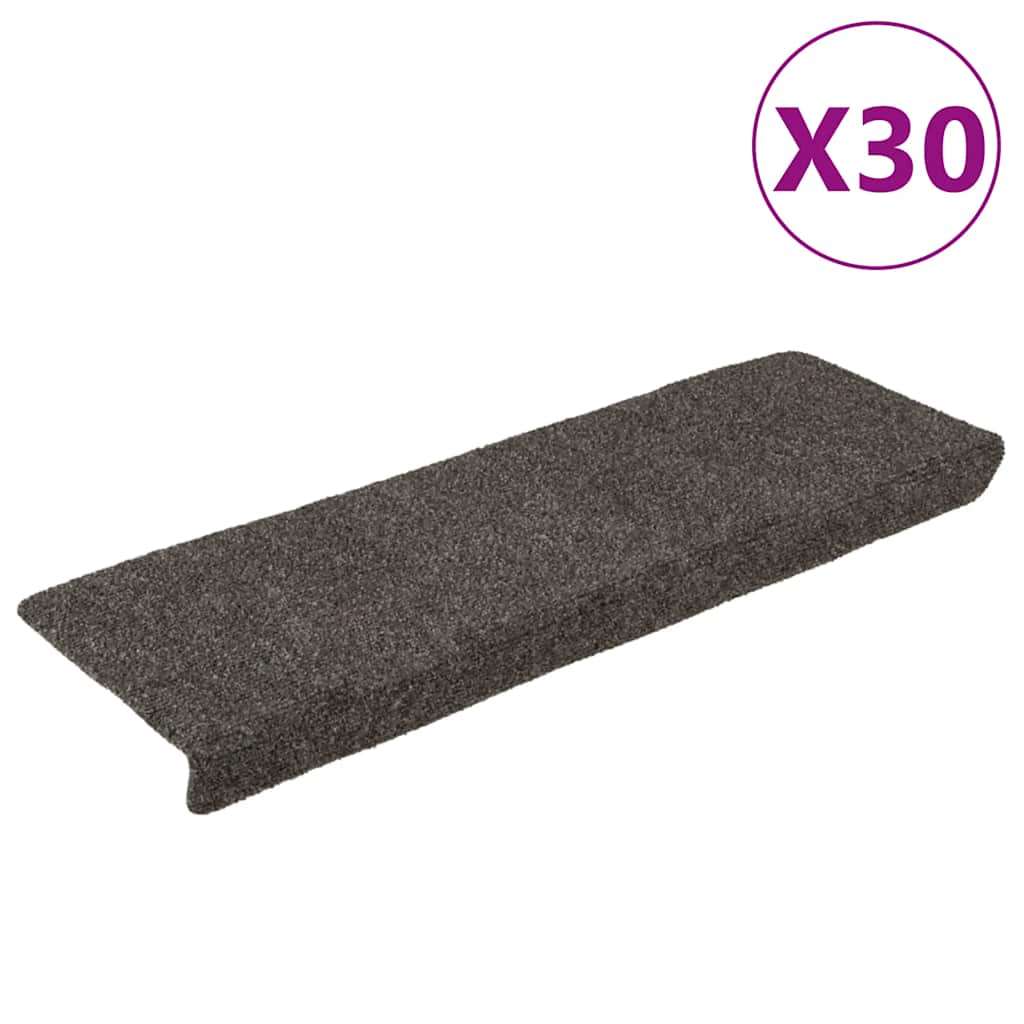 Tapetes de escada autoadesivos 30 peças 65x21x4 cm antracite borda retangular