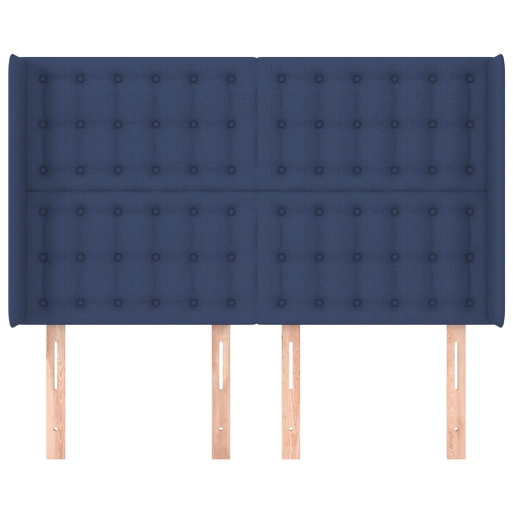 Cabeceira de cama c/ abas tecido 147x16x118/128 cm azul