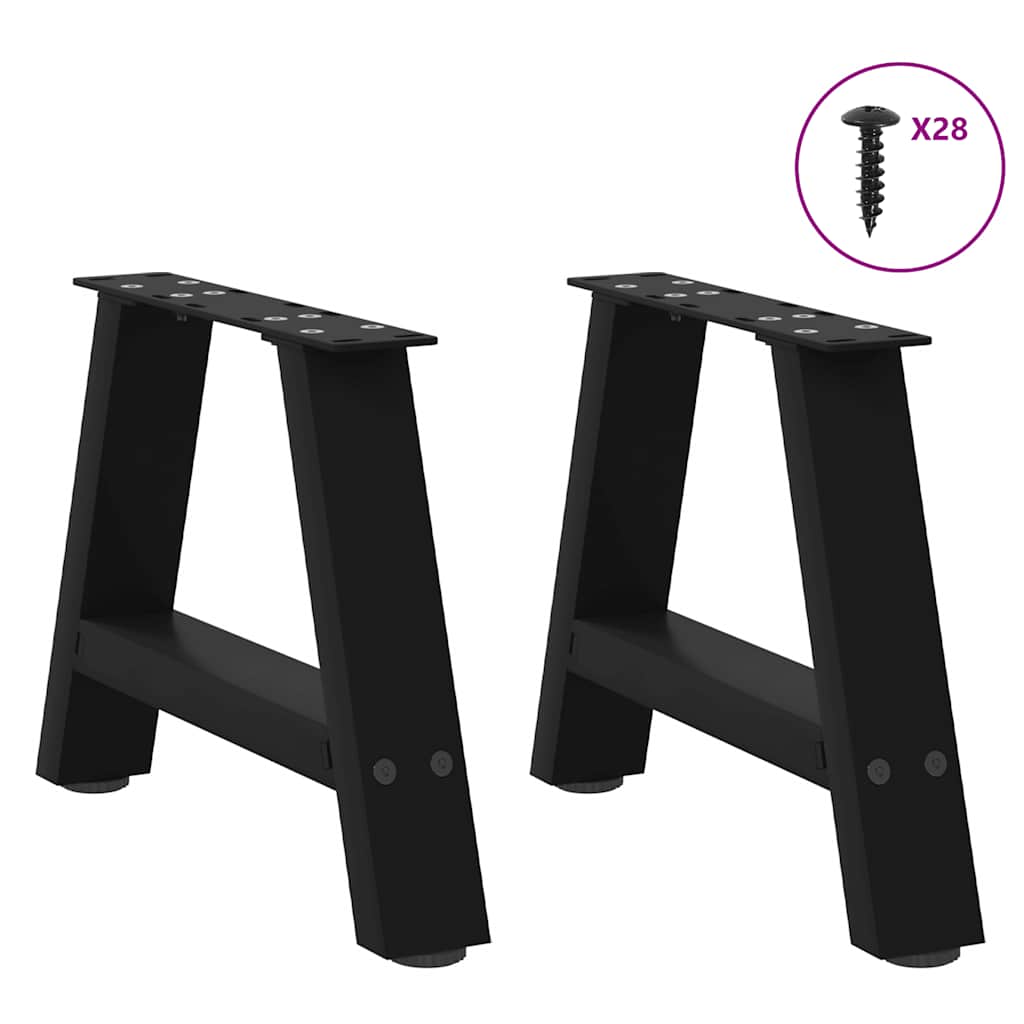 Pés para mesa de centro em formato a, 2 peças, preto, 50x(30-31) cm, aço