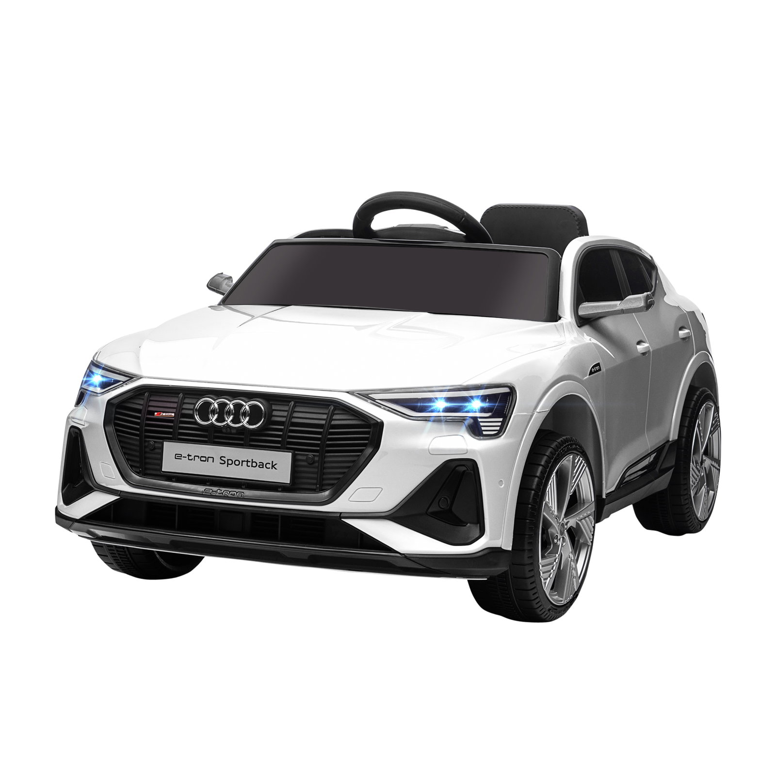Carro Elétrico Audi E-Tron 12V para Crianças acima de 3 Anos com Controle Remoto Faróis Buzina Música MP3 TF USB e Abertura da P