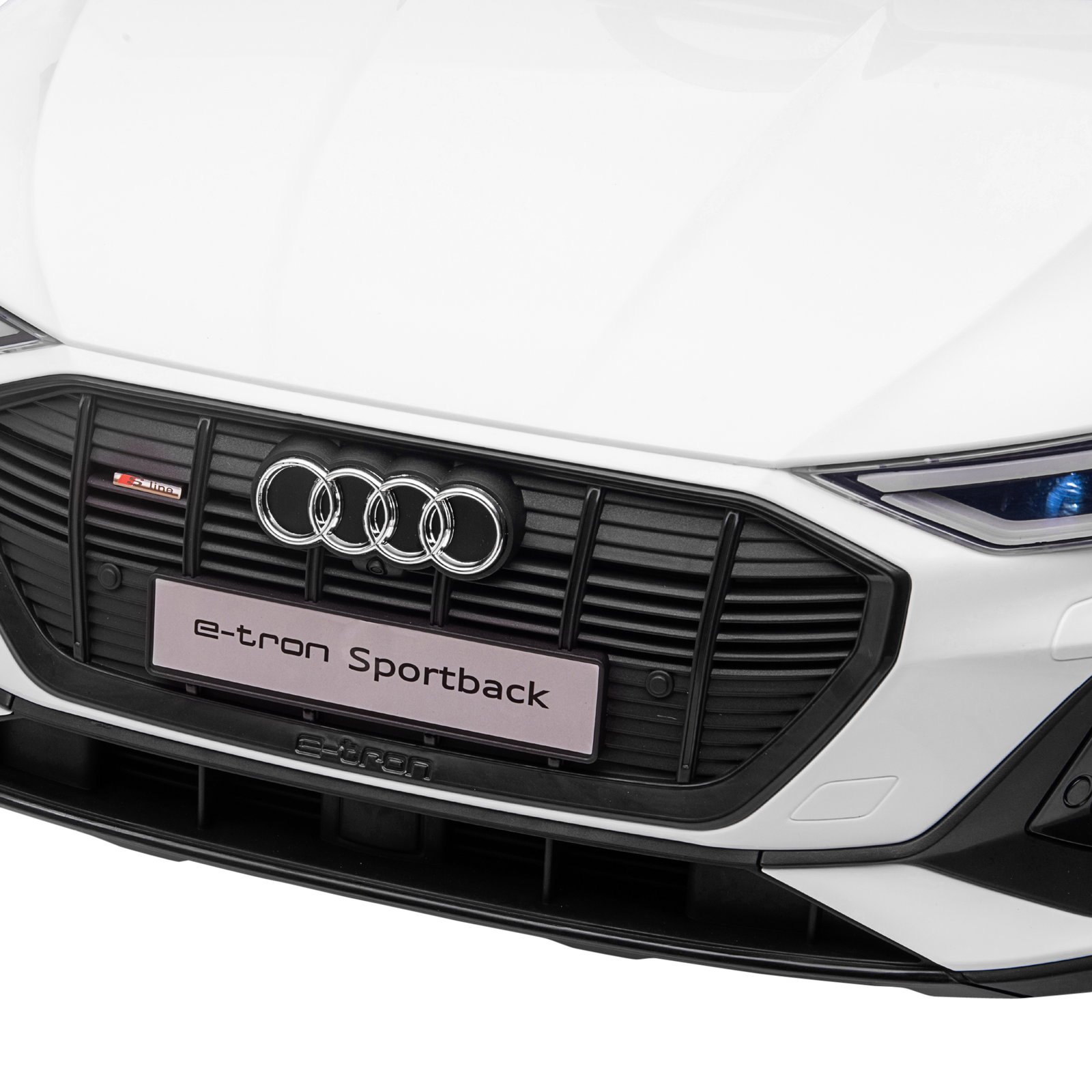 Carro Elétrico Audi E-Tron 12V para Crianças acima de 3 Anos com Controle Remoto Faróis Buzina Música MP3 TF USB e Abertura da P