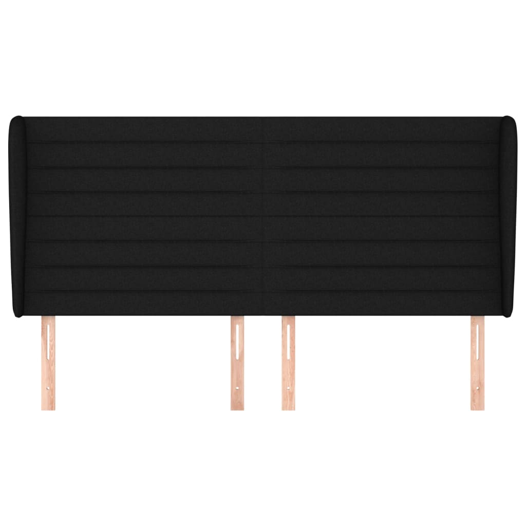 Cabeceira de cama c/ abas tecido 163x23x118/128 cm preto