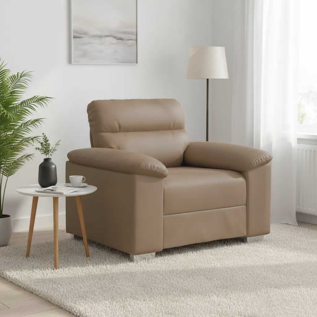Poltrona 100x81x84 cm couro artificial cappuccino