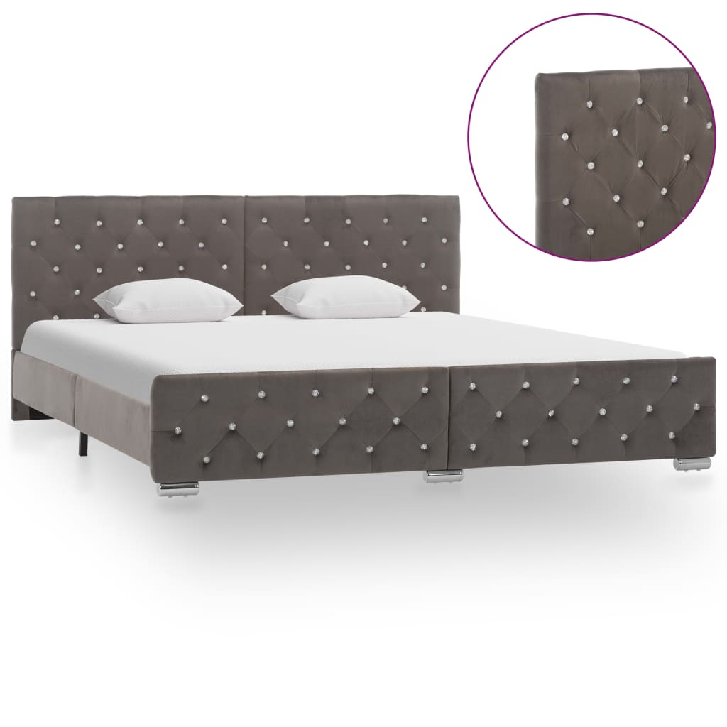 Estrutura de cama 180x200 cm veludo cinzento