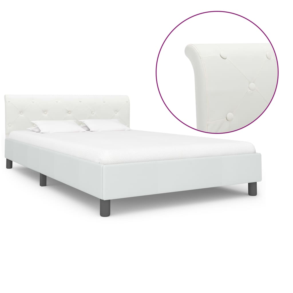 Estrutura de cama 140x200 cm couro artificial branco