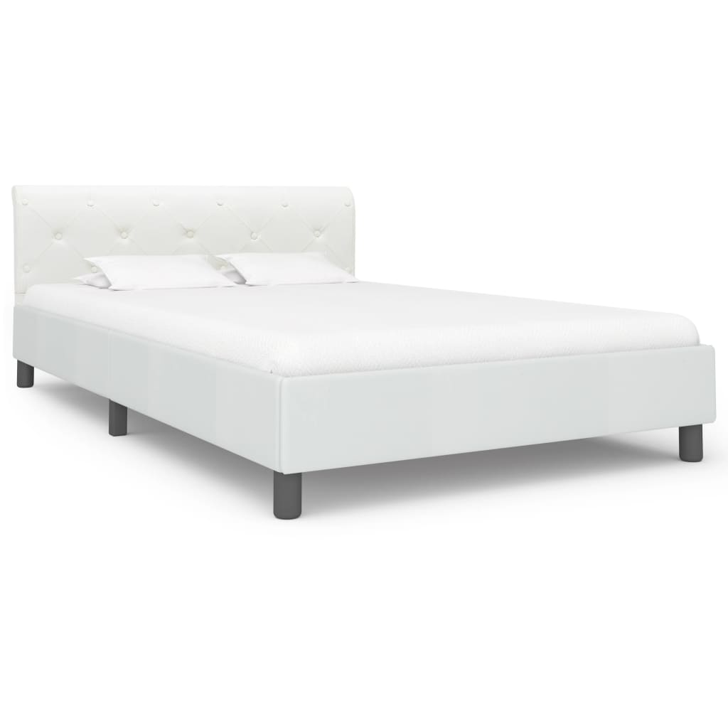 Estrutura de cama 140x200 cm couro artificial branco