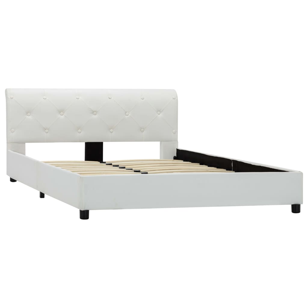 Estrutura de cama 140x200 cm couro artificial branco