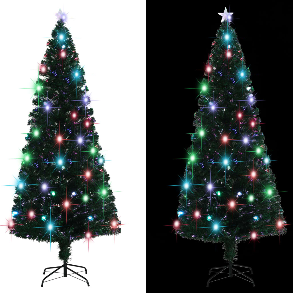 Árvore de natal pré-iluminada c/ suporte e LED 210 cm fibra ótica