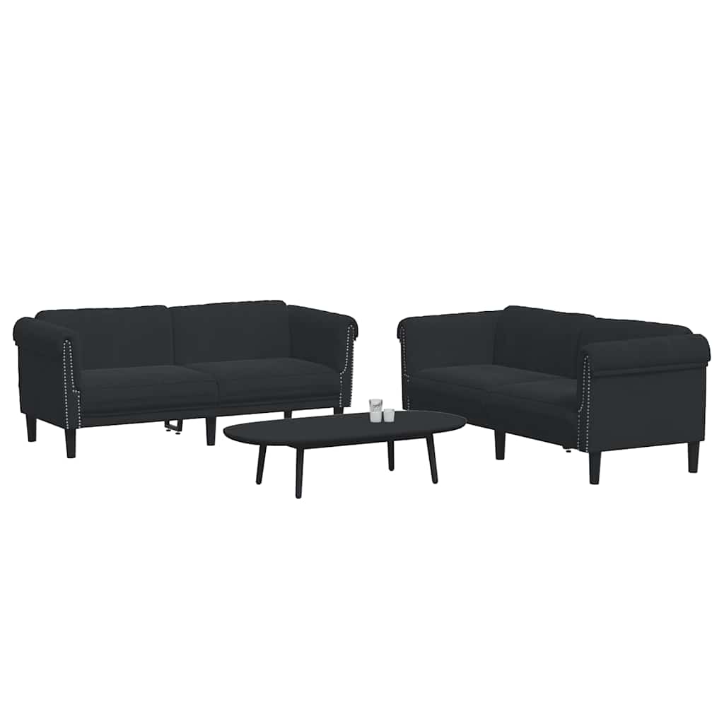 2 Pcs conjunto de sofás veludo preto