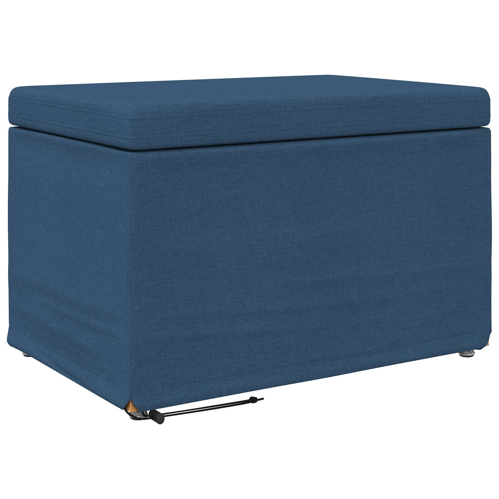 Banqueta azul 61 x 41 x 40 cm tecido e madeira engenharia