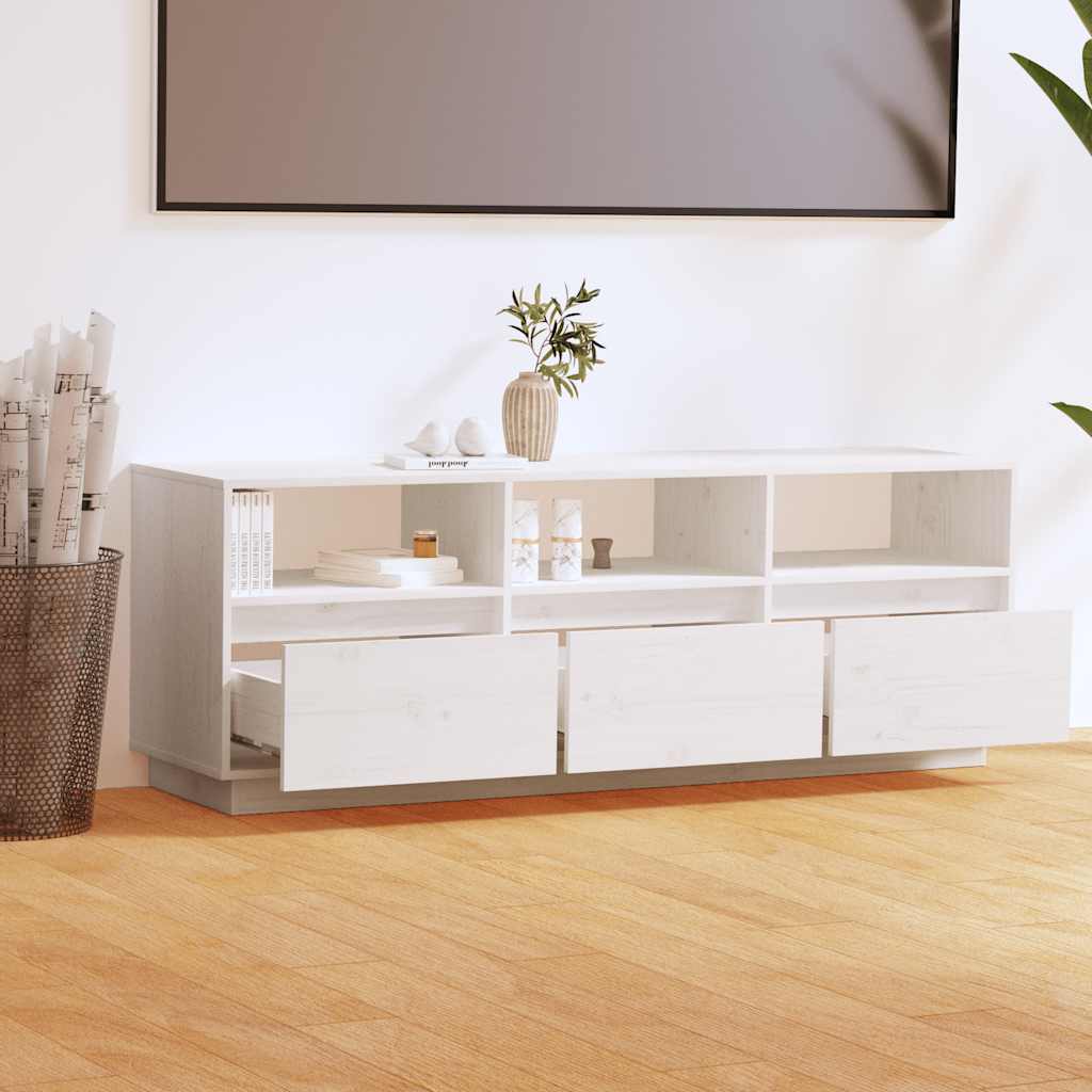 Móvel de TV 140x37x50 cm madeira de pinho maciça branco