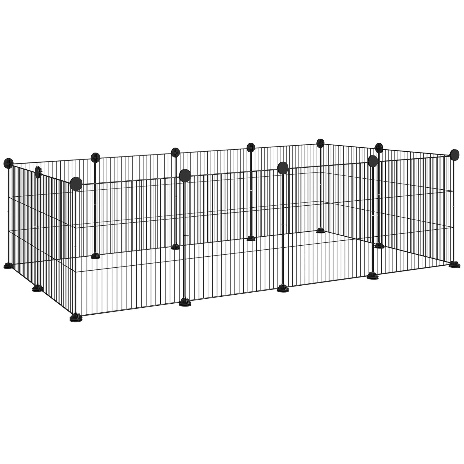 Recinto de metal para animais de estimação recinto metálico com 12 painéis para pequenos animais DIY 140x70x35 cm preto