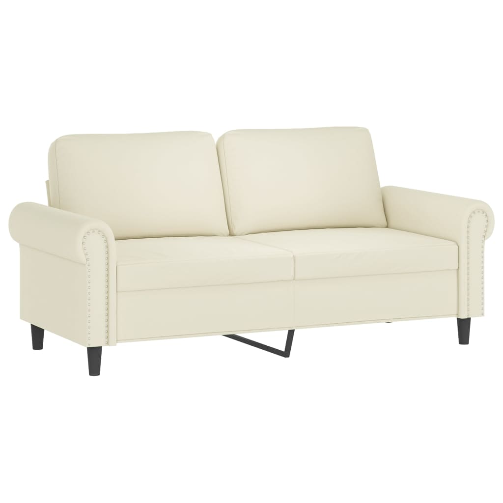 3 Pcs conjunto de sofás com almofadões veludo cor creme