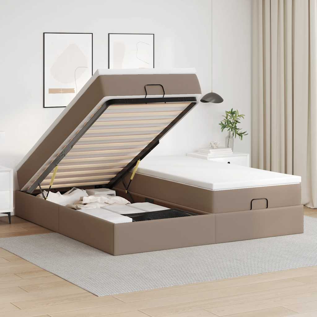 Estrutura de cama otomana com colchões cappucino 180x200 cm