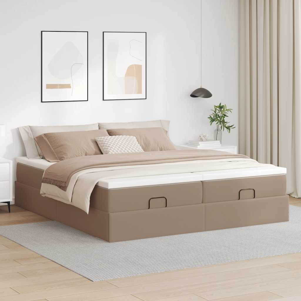 Estrutura de cama otomana com colchões cappucino 180x200 cm