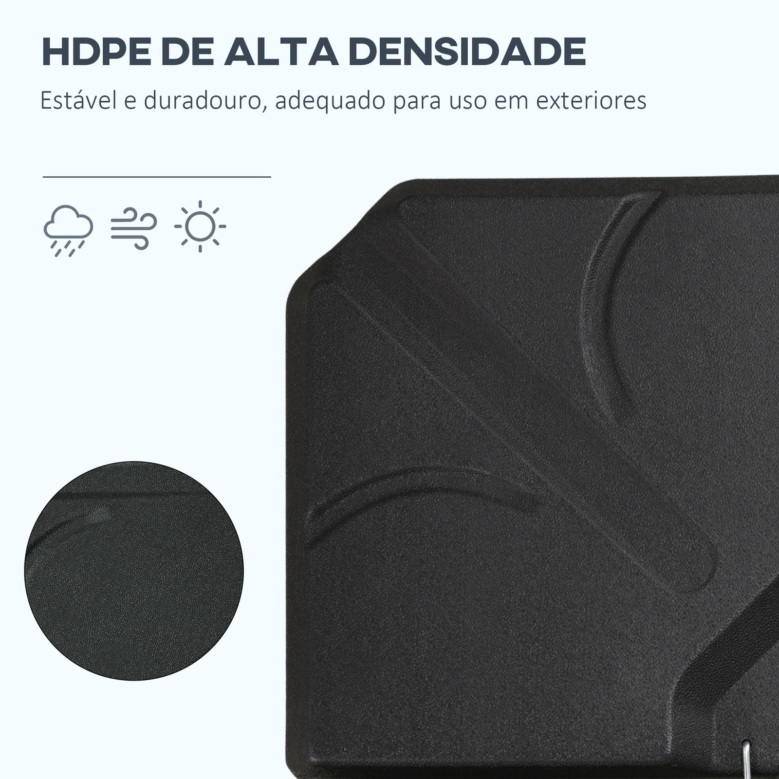 Base para chapéu de sol de 4 peças recarregável com areia 72 kg ou água 56 kg para jardim pátio ou terraço preto