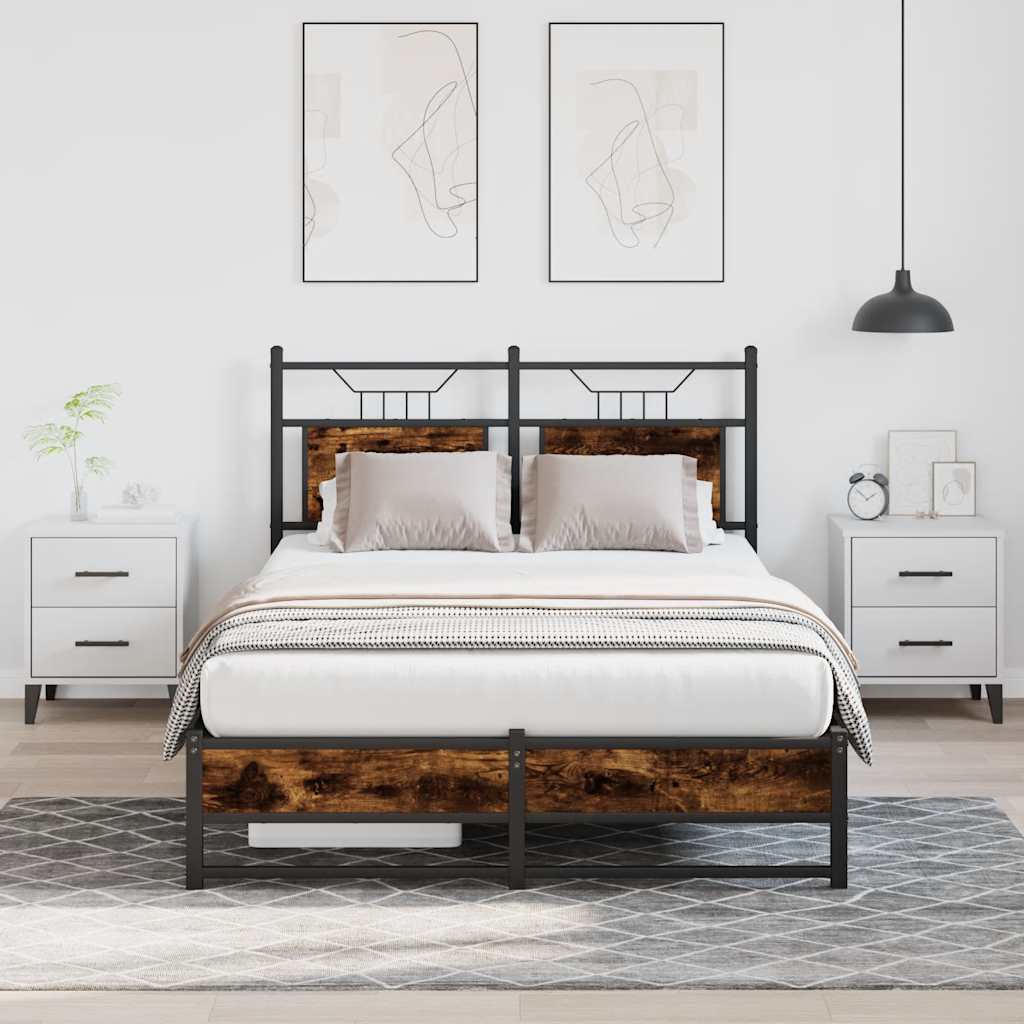Estrutura de cama s/ colchão derivados madeira carvalho fumado
