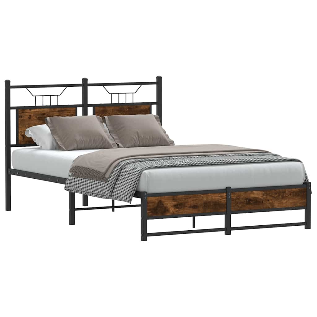 Estrutura de cama s/ colchão derivados madeira carvalho fumado