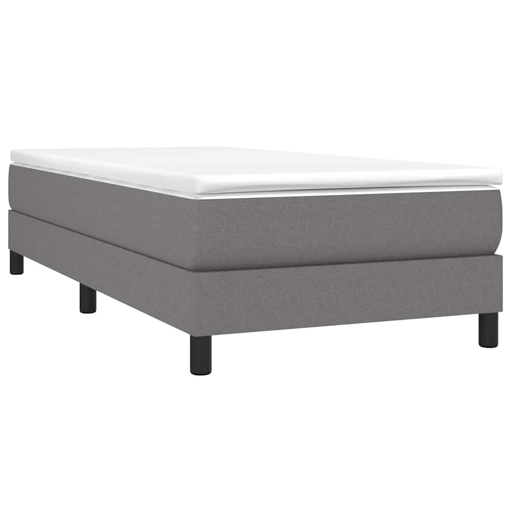 Estrutura de cama com molas 90x200 cm tecido cinzento-escuro