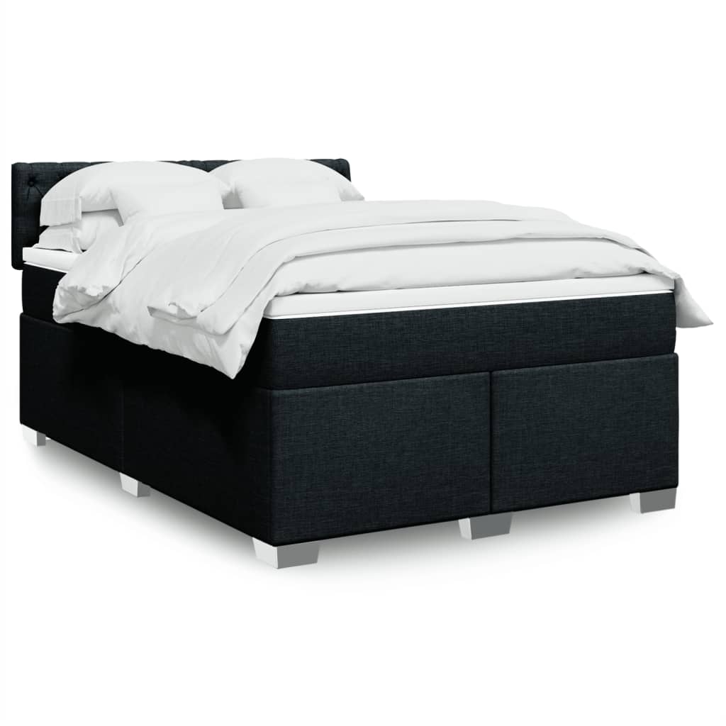 Cama com molas/colchão 140x190 cm tecido preto