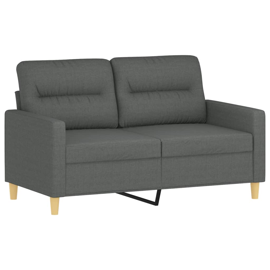 2 Pcs conjunto de sofás com almofadões tecido cinzento-escuro