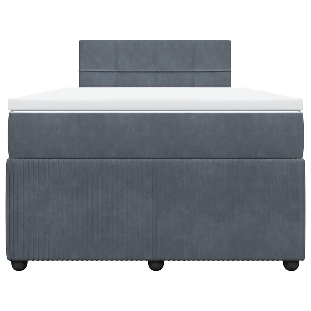 Cama boxspring com colchão 120x200 cm veludo cinzento-escuro