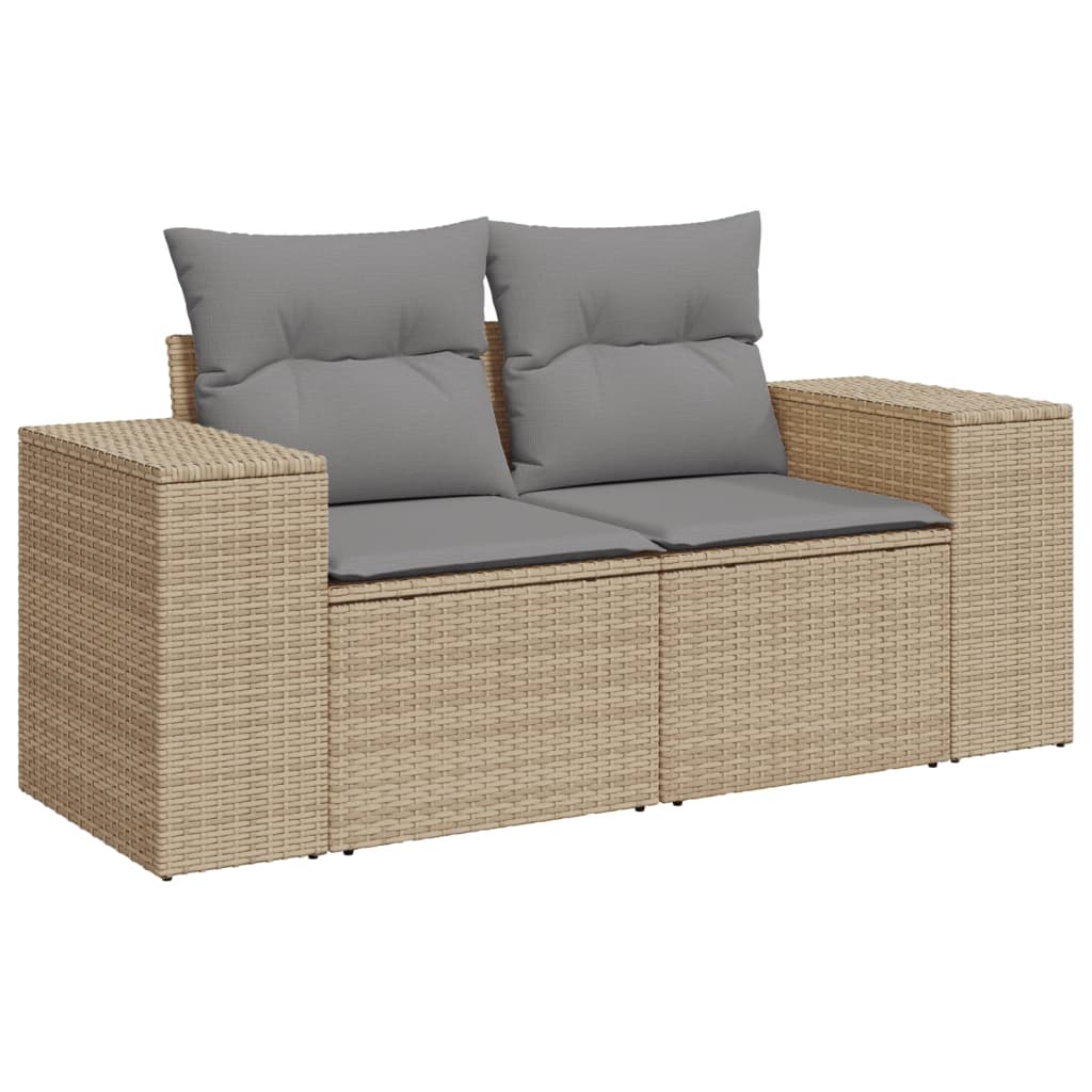 5 Pcs conjunto de sofás p/ jardim com almofadões vime PE bege