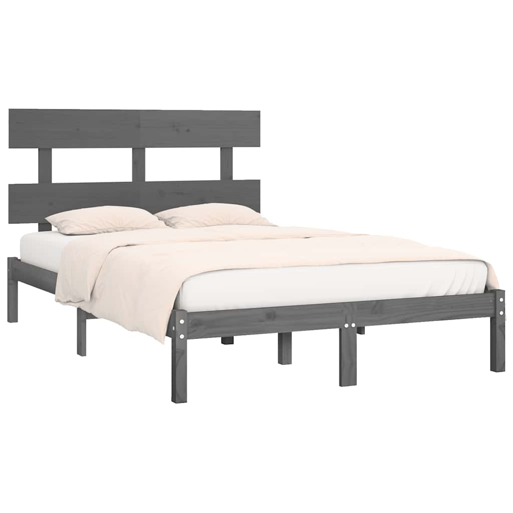 Estrutura de cama 200x200 cm madeira maciça cinzento