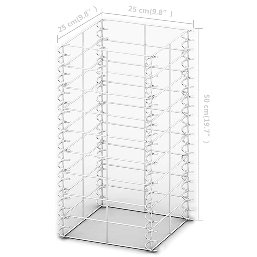 Conjunto de gabiões 3 pcs arame galvanizado 25 x 25 x 50 cm