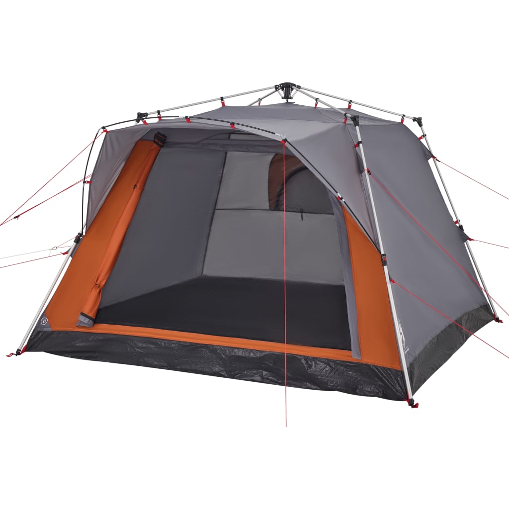 Tenda campismo cabana 4 pessoas libertação rápida cinza/laranja