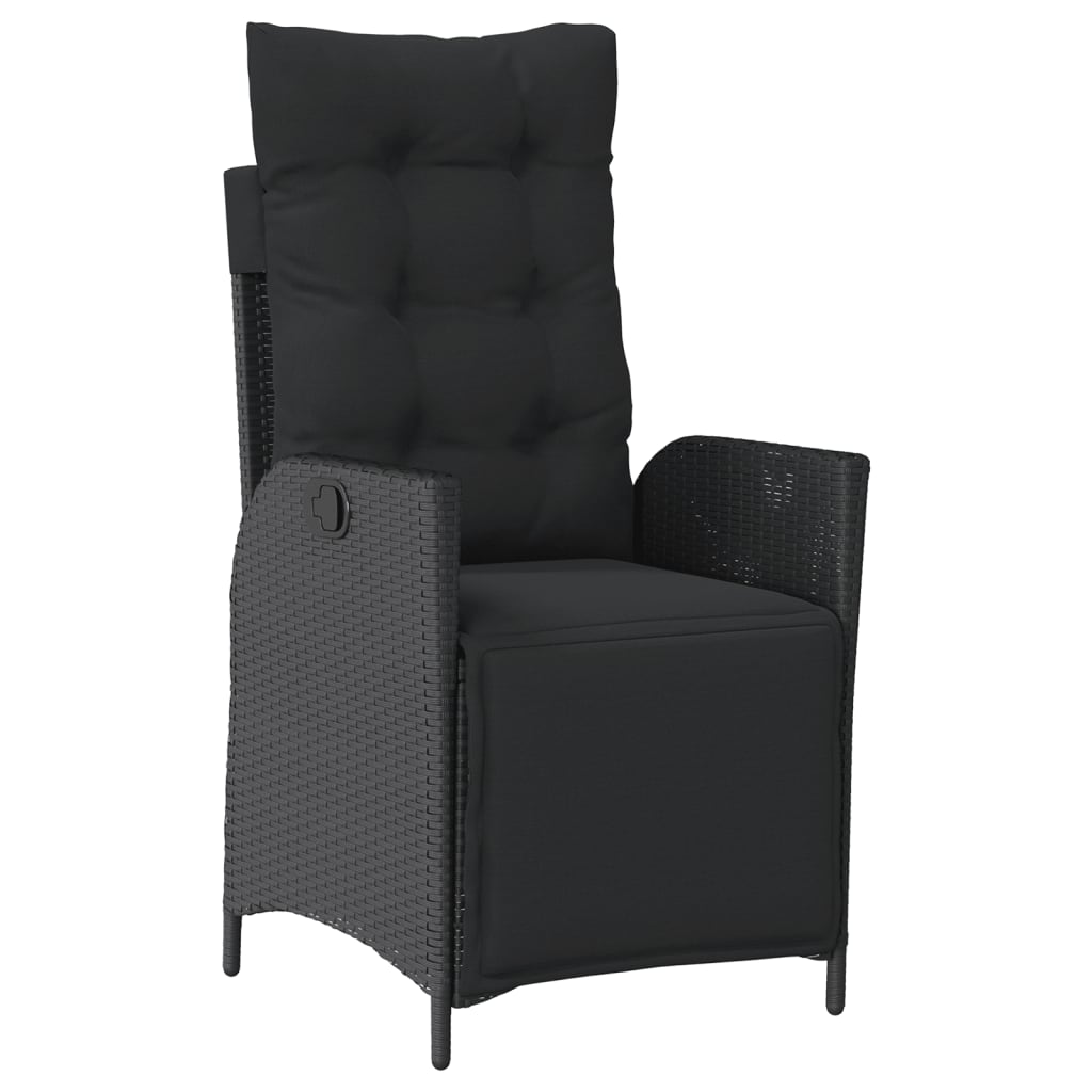 9 Pcs conjunto de jantar p/ jardim c/ almofadões vime PE preto