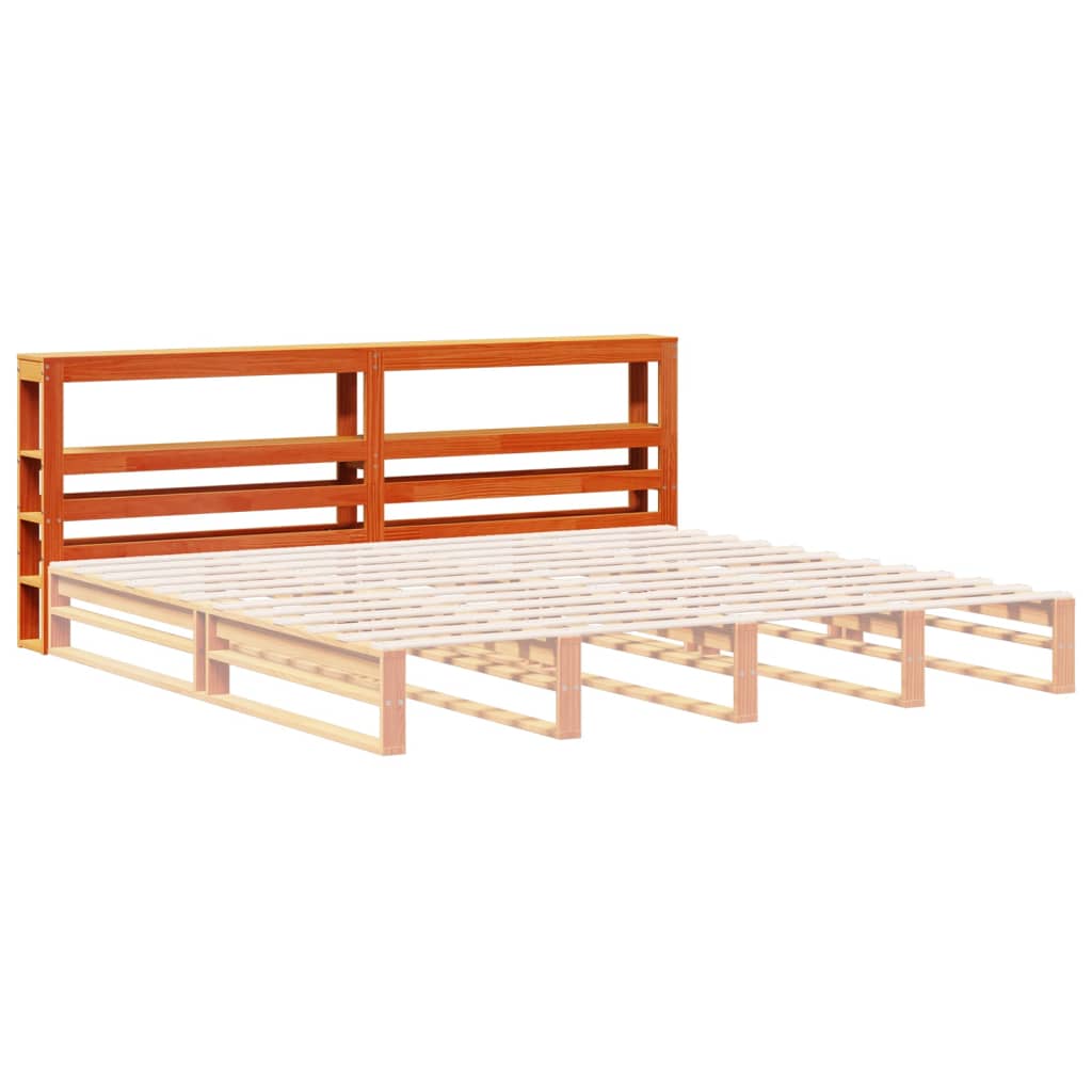 Cabeceira com prateleiras 180 cm pinho maciço castanho-mel