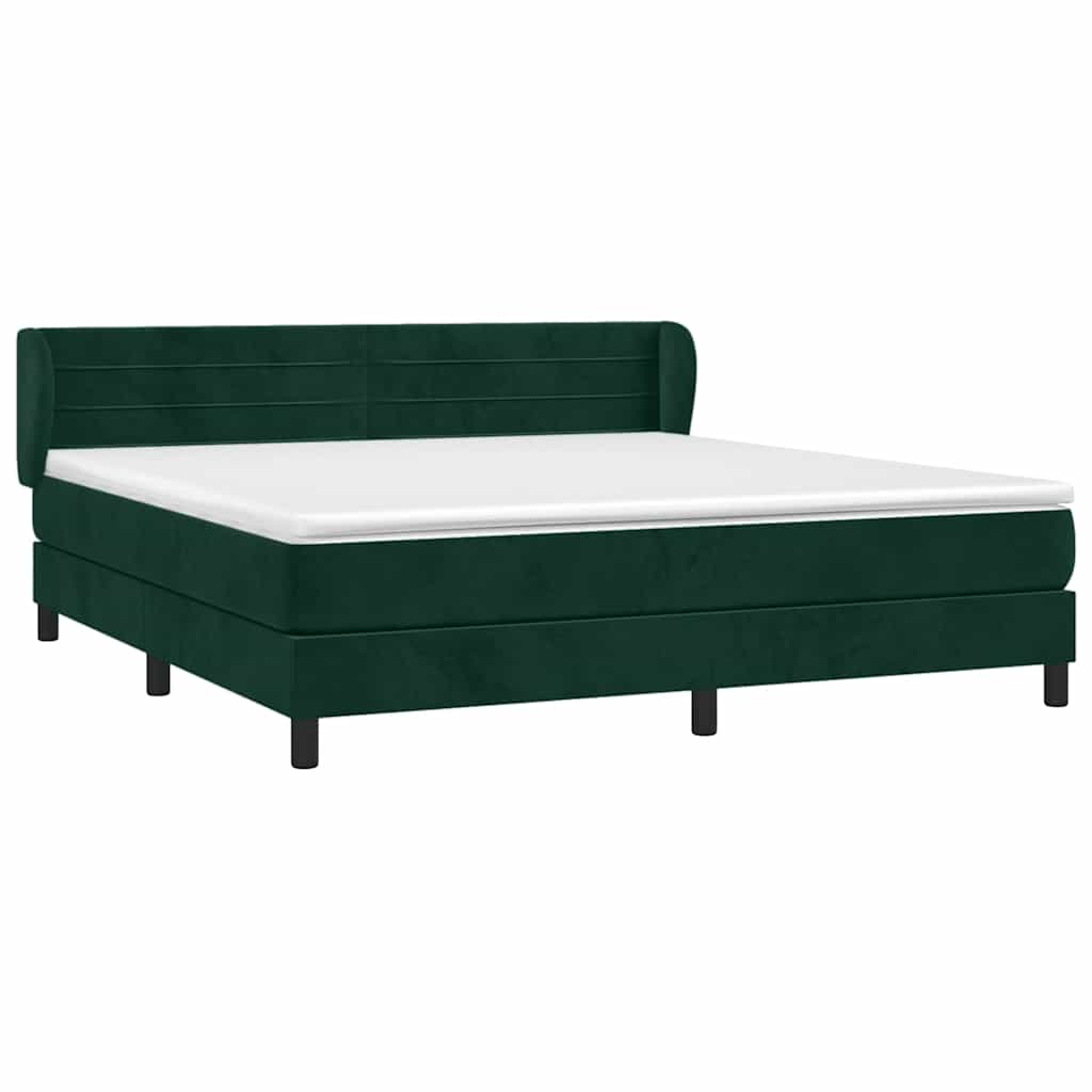 Cama com molas/colchão 180x200 cm veludo verde-escuro
