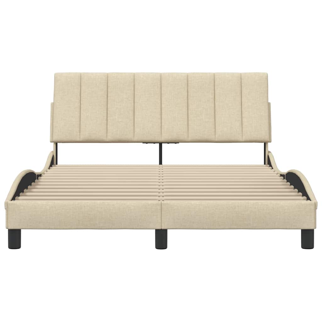 Estrutura de cama sem colchão hanko 140x200 cm tecido cor creme
