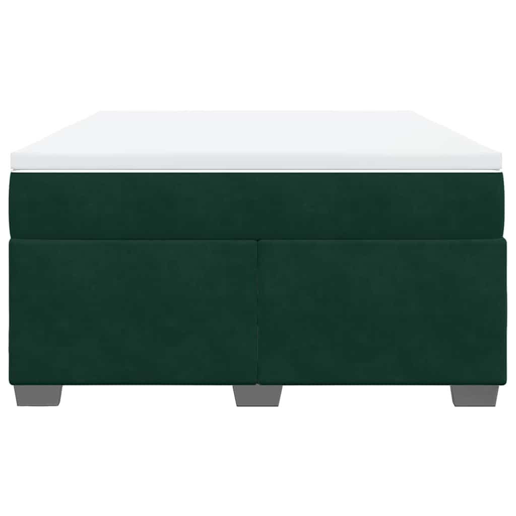 Cama com molas/colchão 140x190 cm veludo verde-escuro