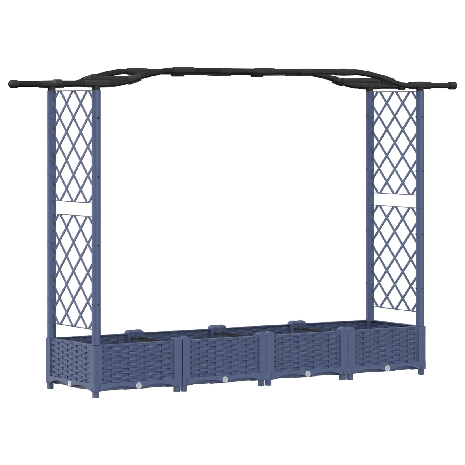 Cama elevada com treliça e telhado cinzento 207 x 40 x 123 cm