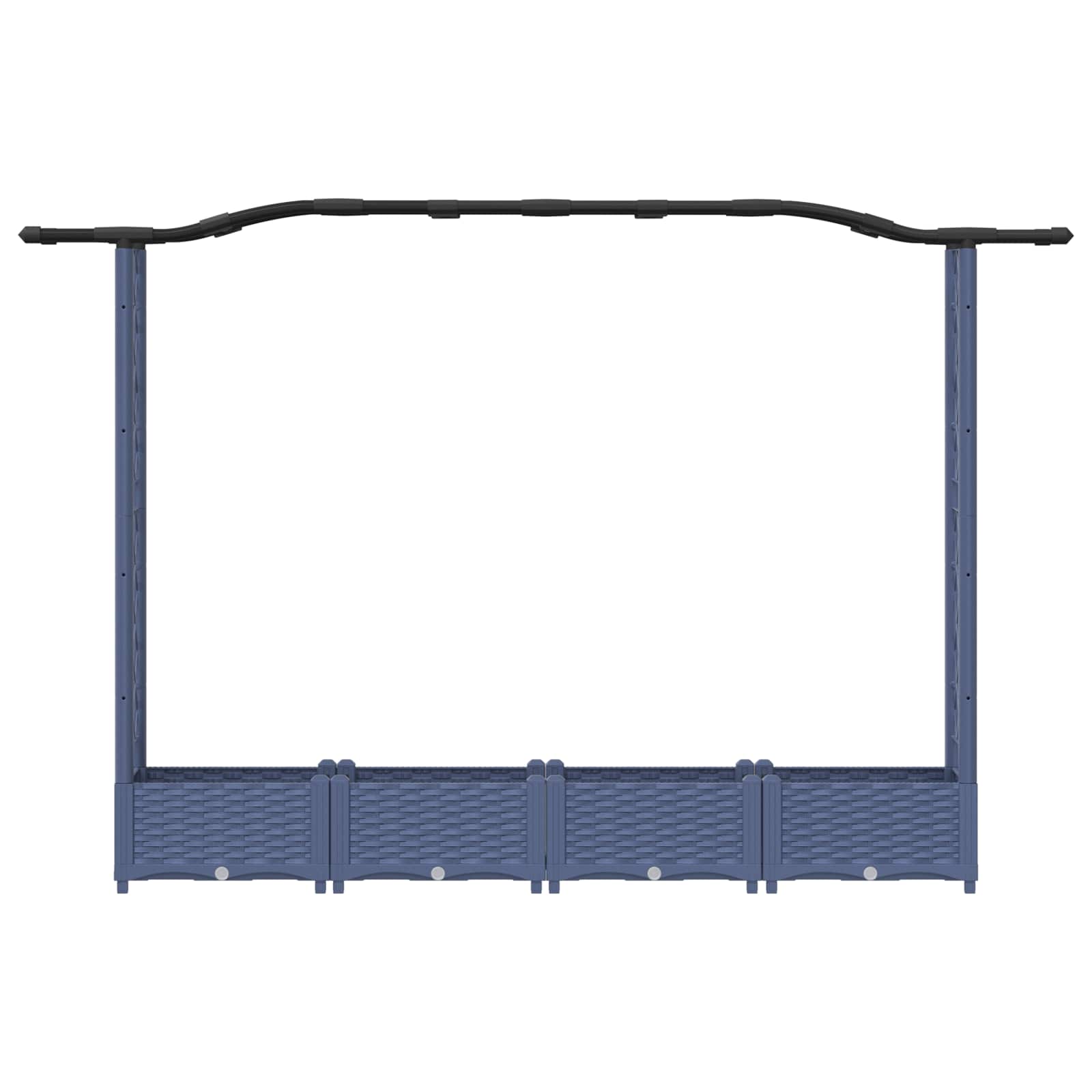 Cama elevada com treliça e telhado cinzento 207 x 40 x 123 cm