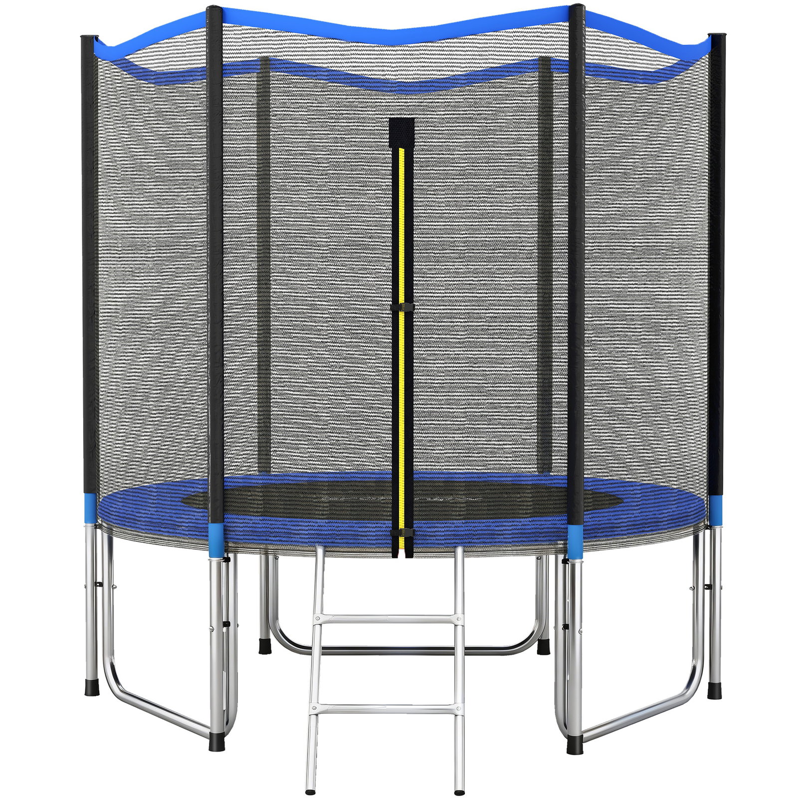 Trampolim para crianças exterior ø244 cm com rede de segurança escada acolchoamento de molas azul