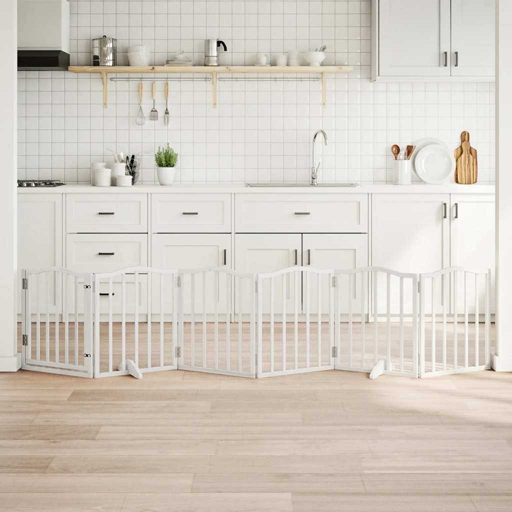 Portão p/ cães com porta dobrável 6 painéis 300 cm álamo branco