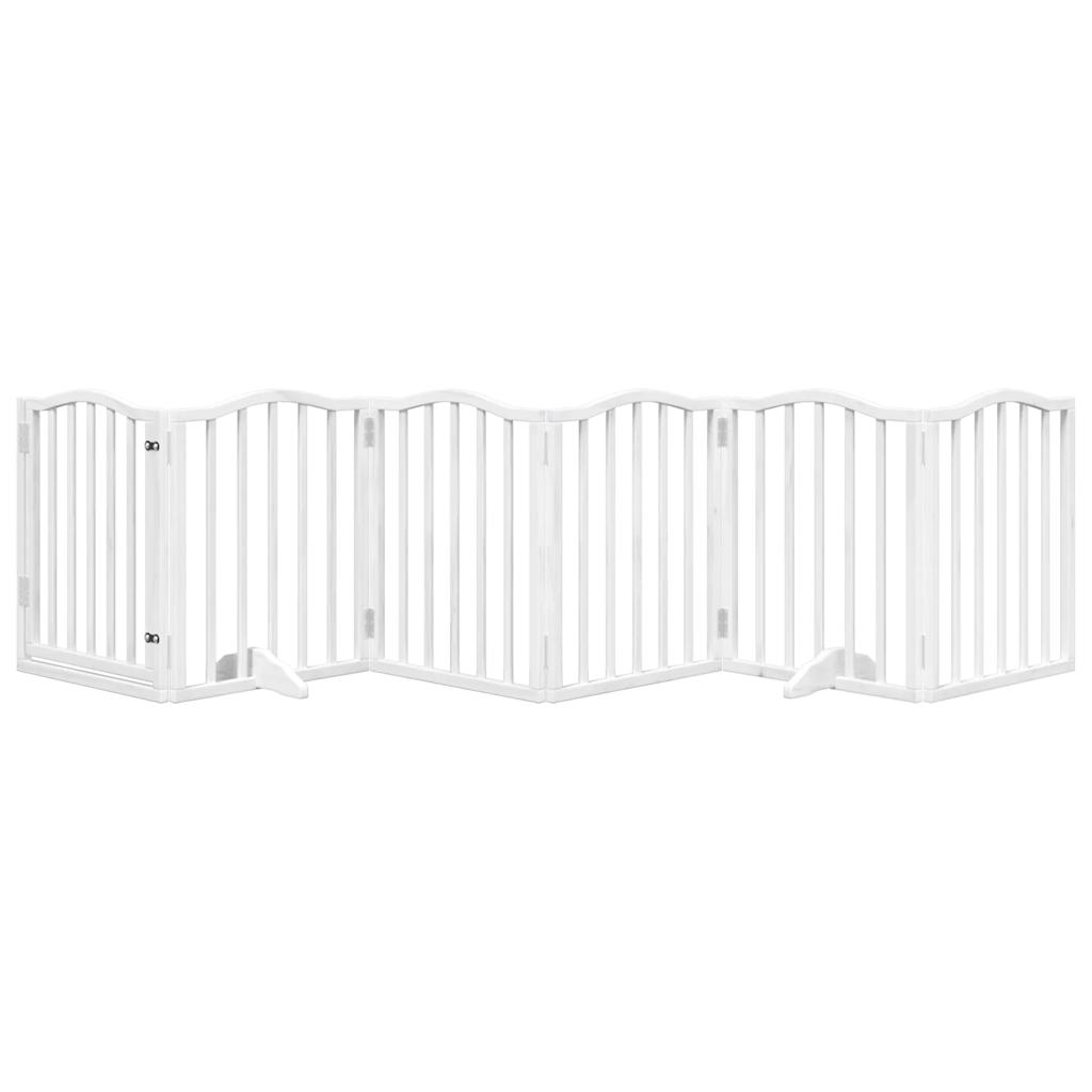 Portão p/ cães com porta dobrável 6 painéis 300 cm álamo branco